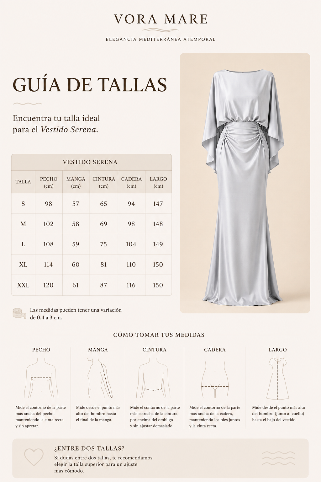 Guía de tallas Vestido Serena