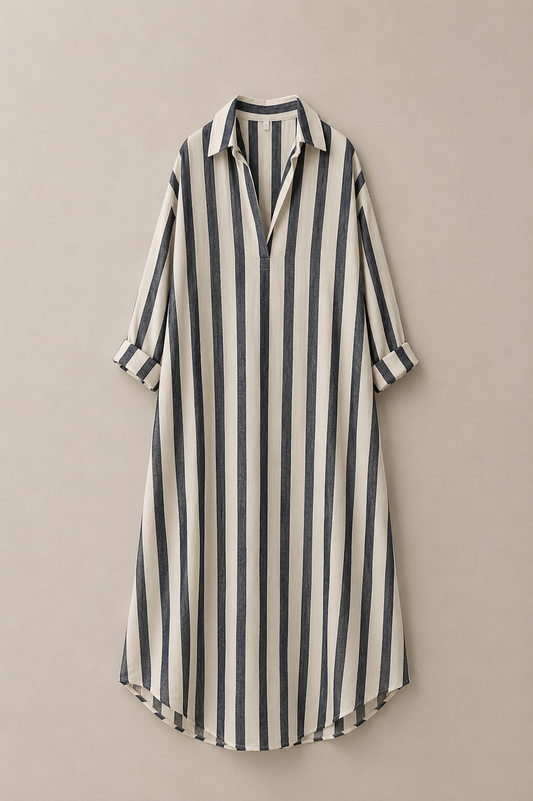 Vestido Brisa Rayas – Ivory & Navy