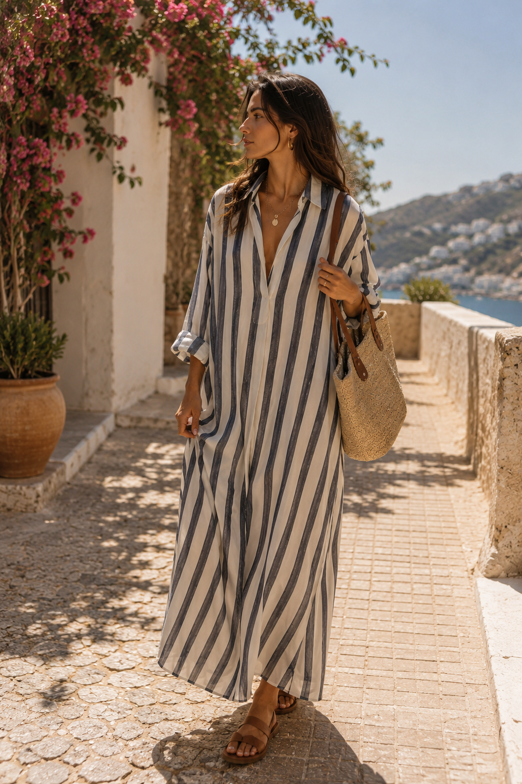 Vestido Brisa Rayas – Ivory & Navy